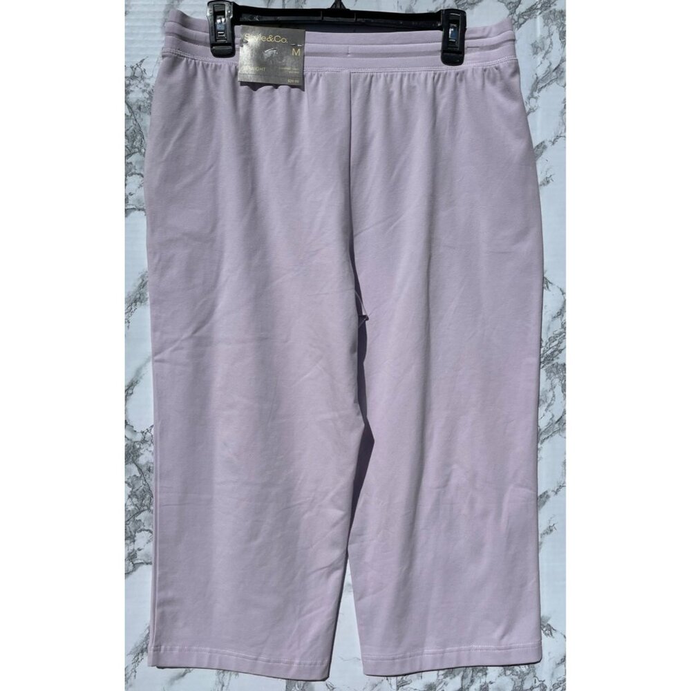 Style & Co. M Lavender Fog Womens Capri Pants Mid Rise Cotton/Spandex Blend - Picture 2 of 5